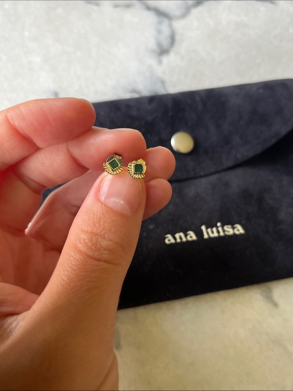 Ana Luisa Malachite Stud Earrings